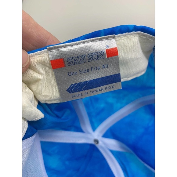 Vintage VTG 90s Tie Dye Traks Race Cards Adjustable Slide Back Rope Hat - Picture 5 of 5